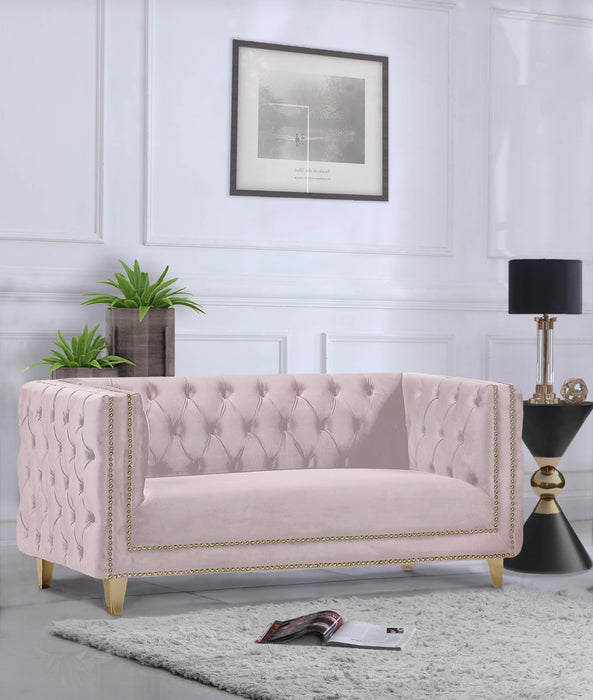 Michelle Pink Velvet Loveseat - Sterling House Interiors