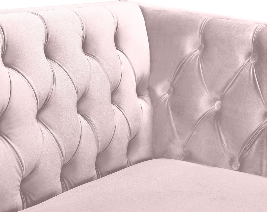 Michelle Pink Velvet Loveseat - Sterling House Interiors