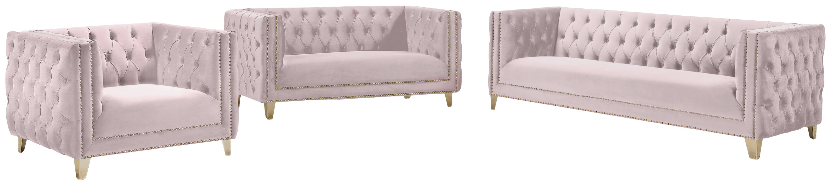 Michelle Pink Velvet Loveseat - Sterling House Interiors