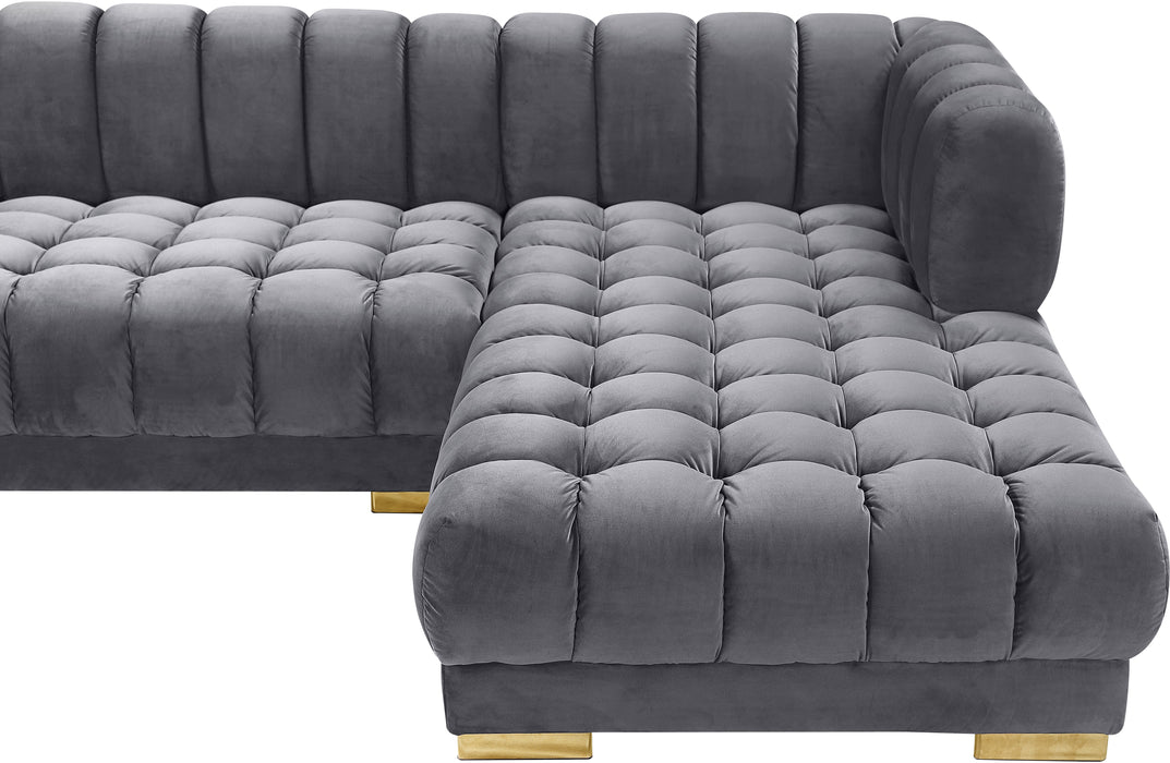 Gwen Velvet 3pc. Sectional (3 Boxes) - Sterling House Interiors