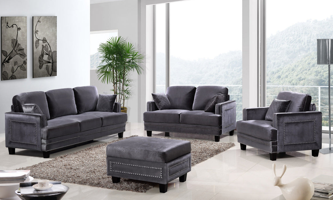 Ferrara Grey Velvet Storage Ottoman - Sterling House Interiors