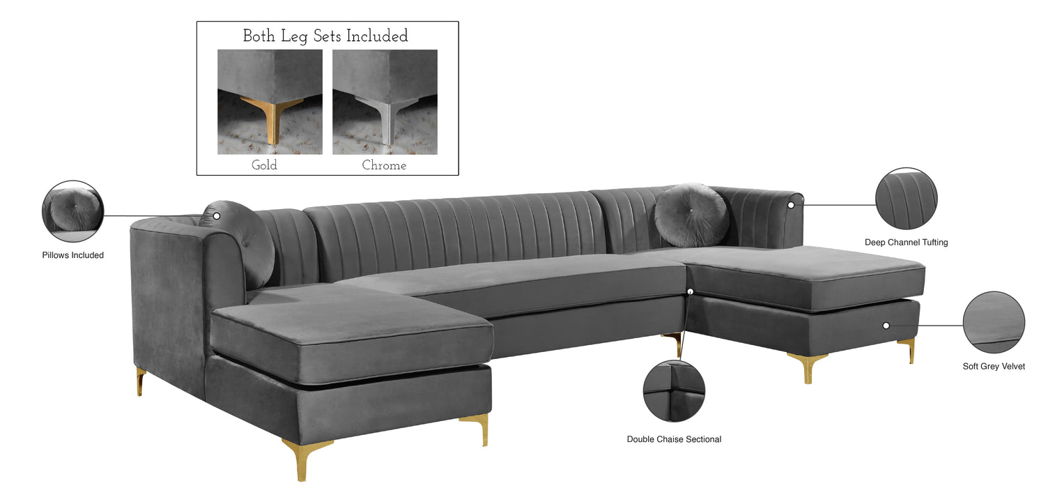 Graham Velvet 3pc. Sectional - Sterling House Interiors