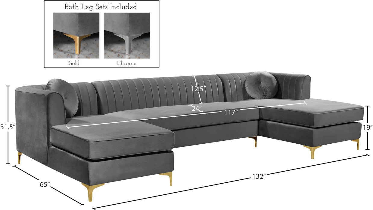 Graham Velvet 3pc. Sectional - Sterling House Interiors