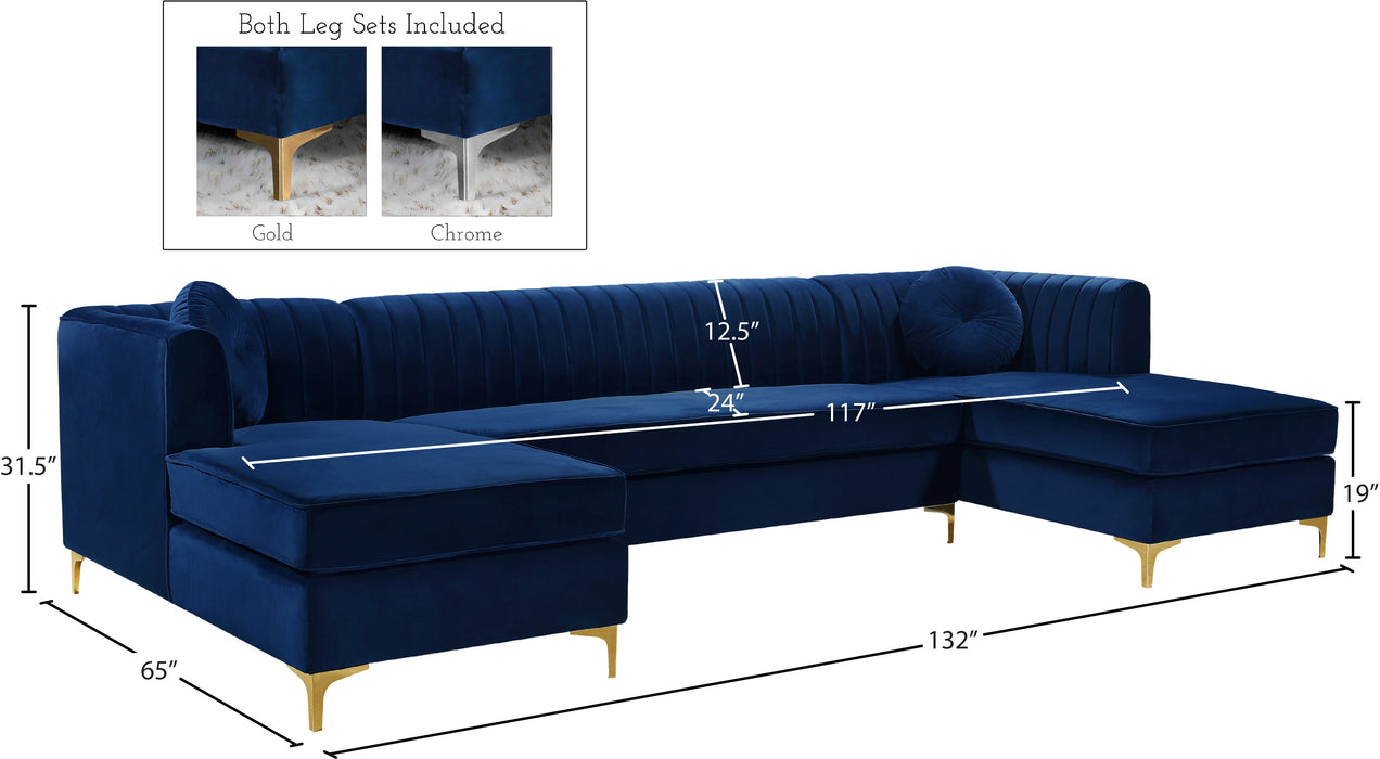 Graham Velvet 3pc. Sectional - Sterling House Interiors