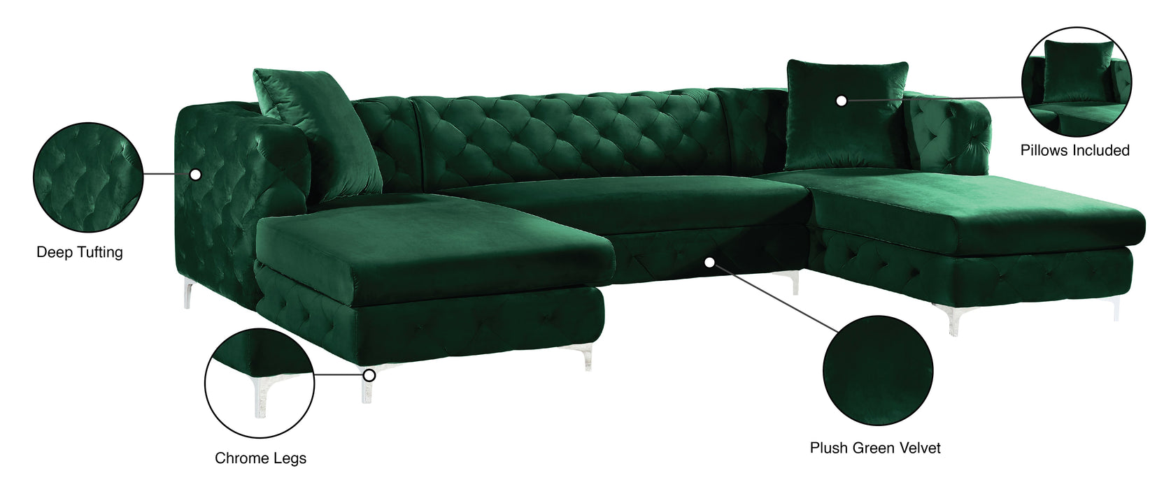 Gail Velvet 3pc. Sectional - Sterling House Interiors