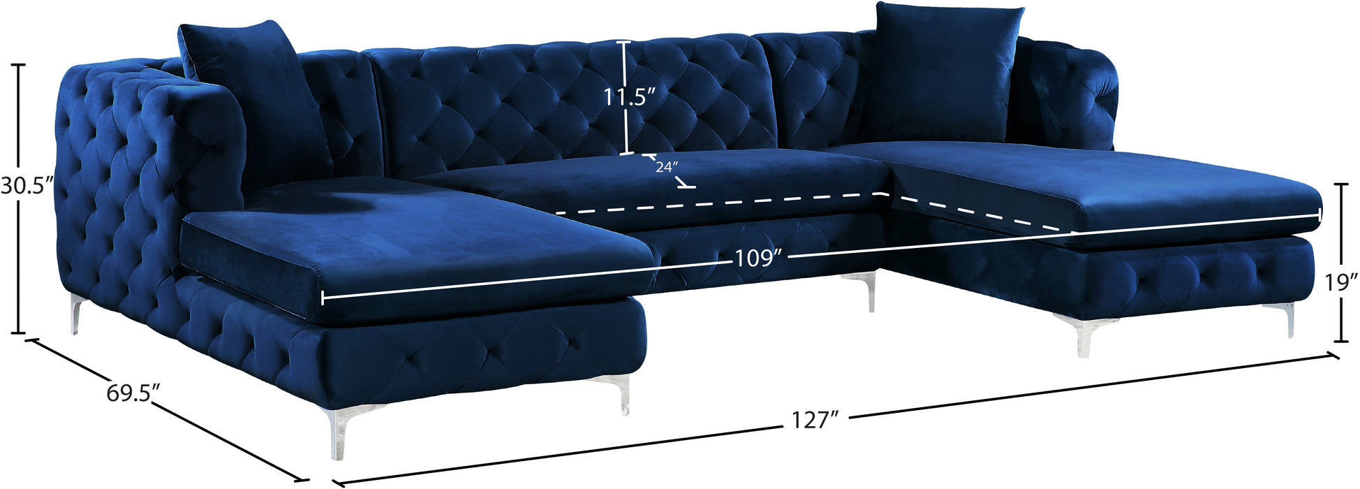 Gail Velvet 3pc. Sectional - Sterling House Interiors