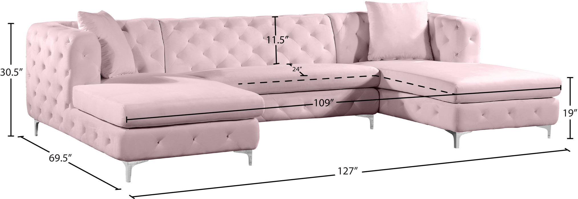 Gail Velvet 3pc. Sectional - Sterling House Interiors