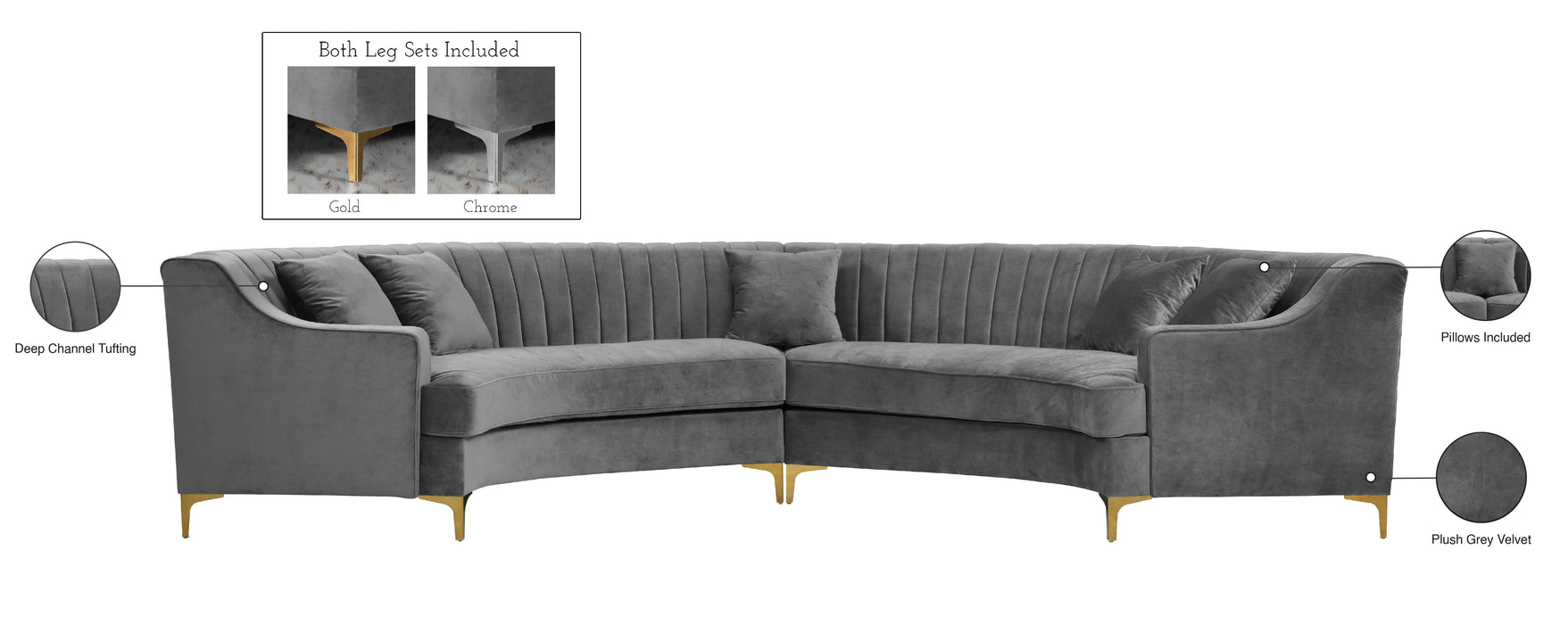 Jackson Velvet Sectional - Sterling House Interiors