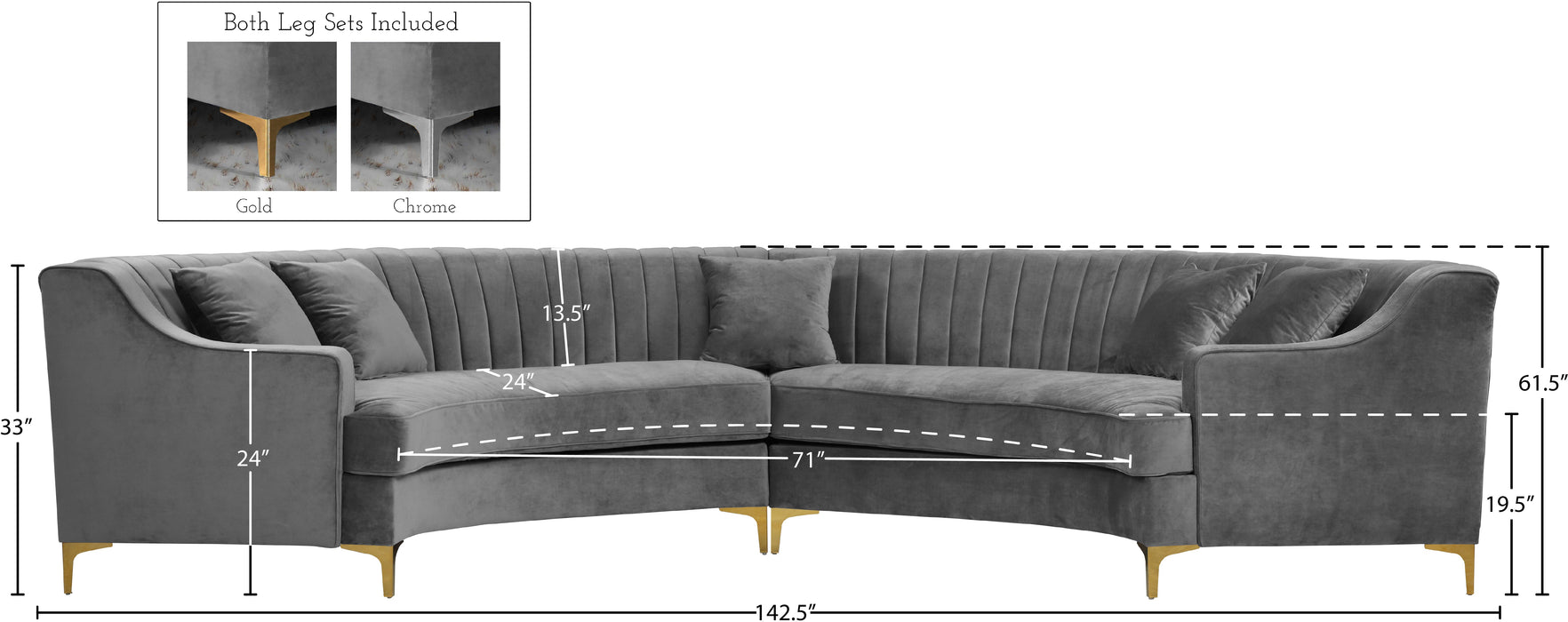 Jackson Velvet Sectional - Sterling House Interiors