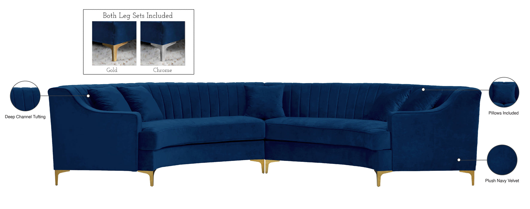 Jackson Velvet Sectional - Sterling House Interiors