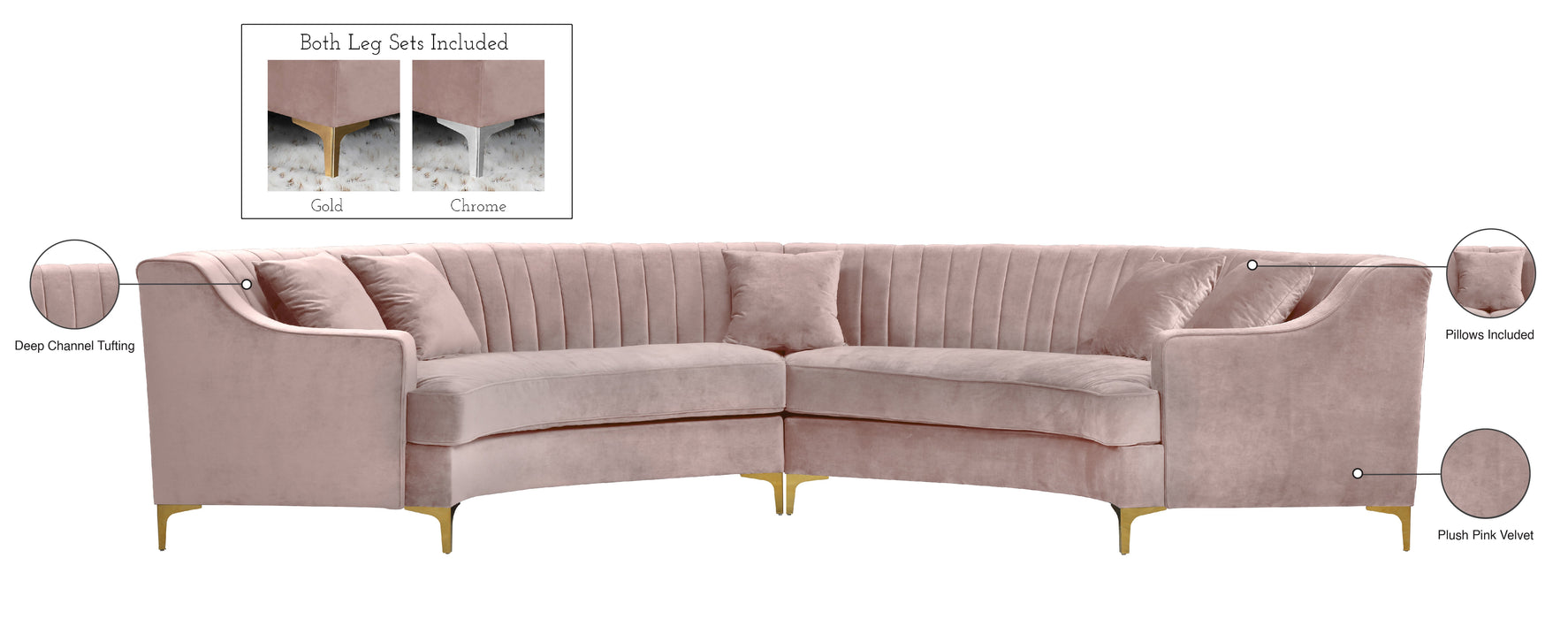 Jackson Velvet Sectional - Sterling House Interiors