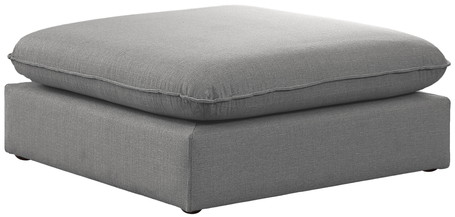 Mackenzie Grey Durable Linen Ottoman - Sterling House Interiors