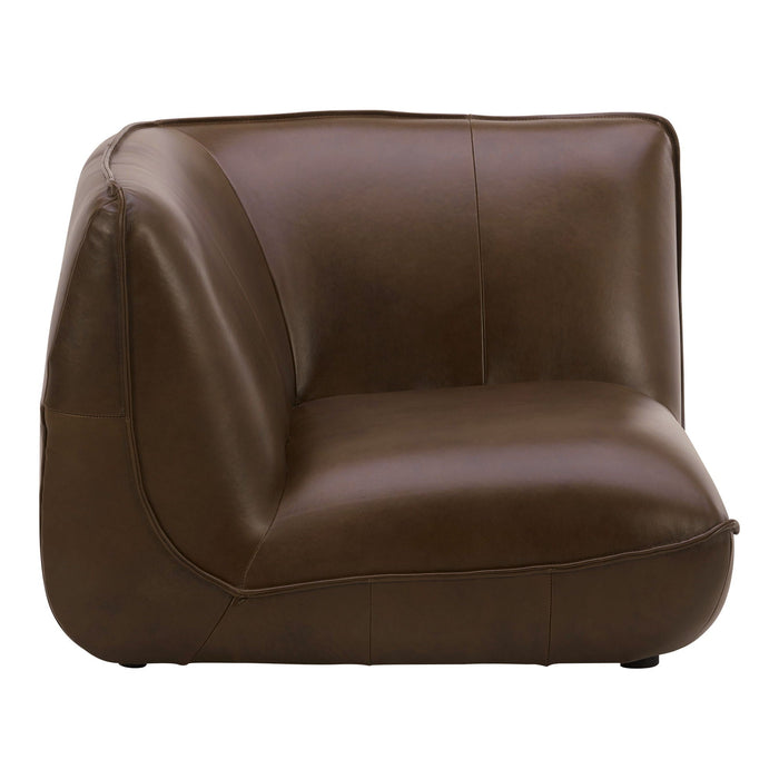 Zeppelin Leather Corner Chair Dark Brown