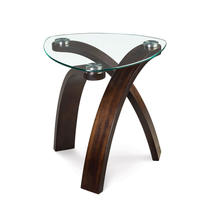 Allure Oval End Table In Hazelnut With Glass Top