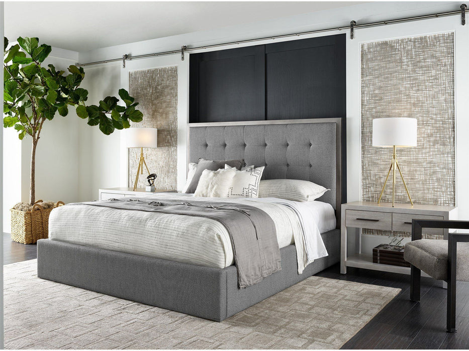 Modern Panel Bed Pearl Silver