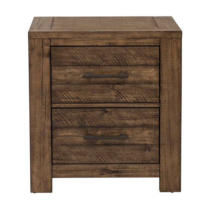 Dakota Nightstand With 2 Drawers And Distressed Finish Brown