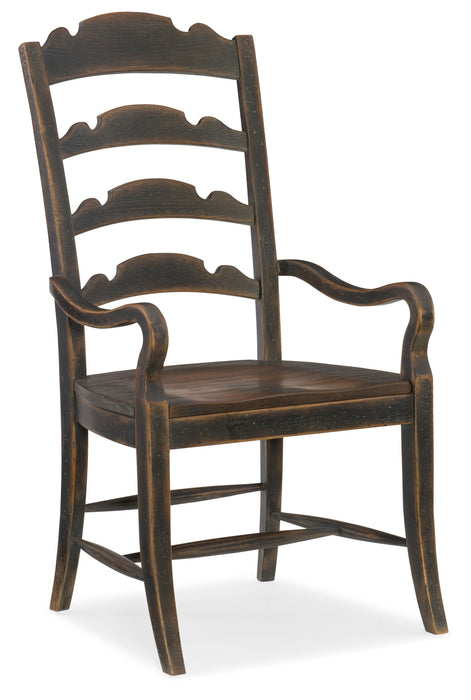 Hill Country Twin Sisters Ladderback Arm Chair Black