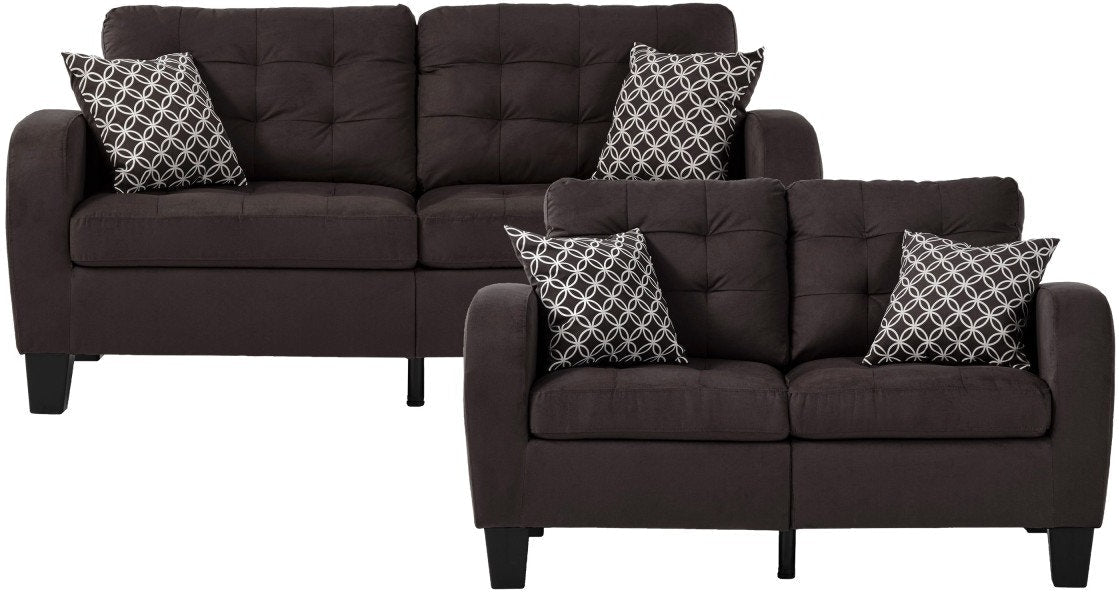 Sinclair 2pc Set Sofa, Love - Chocolate