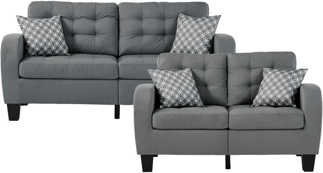 Sinclair 2pc Set Sofa, Love - Gray