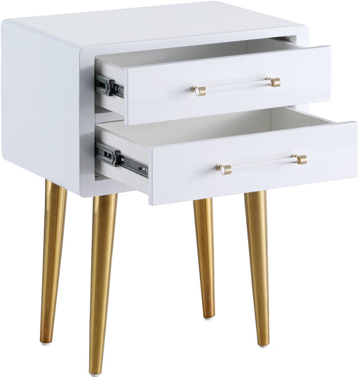 Zane White Laquer with Gold Side Table - Sterling House Interiors