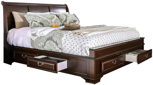 Milton King Storage Bed Brown Cherry