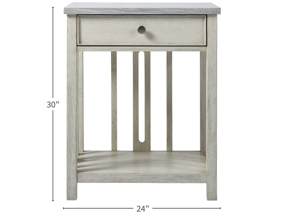Escape Bedside Table with Stone Top Pearl Silver