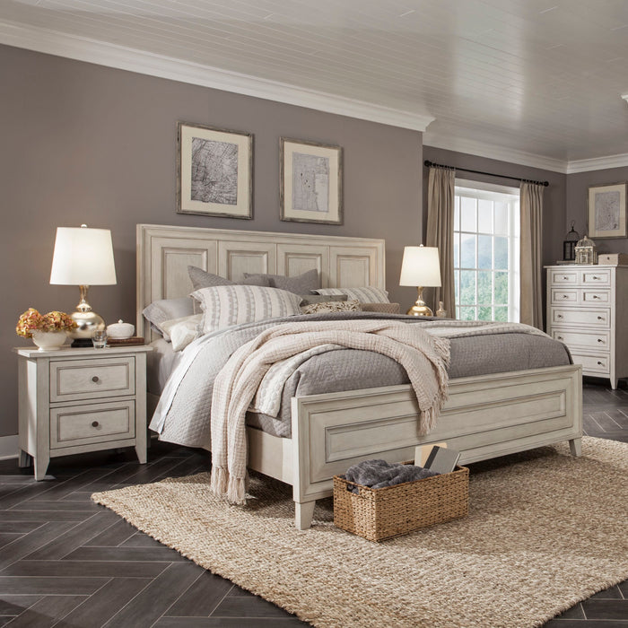 Raelynn Panel Bed In Weathered White