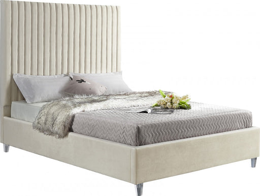 Cambodia Cream Queen Velvet Bed - Sterling House Interiors