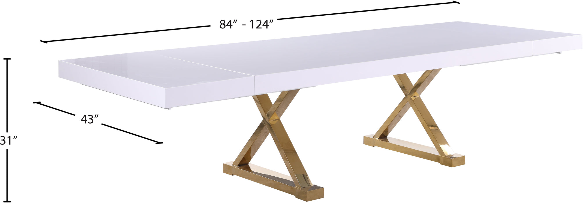 Excel White Lacquer Extendable Dining Table (3 Boxes) - Sterling House Interiors