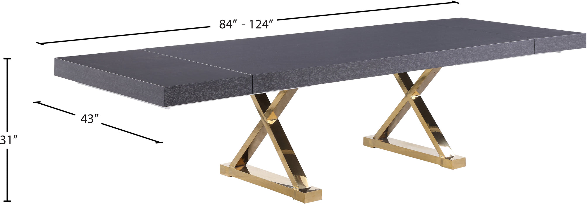 Excel Grey Oak Veneer Lacquer Extendable Dining Table (3 Boxes) - Sterling House Interiors