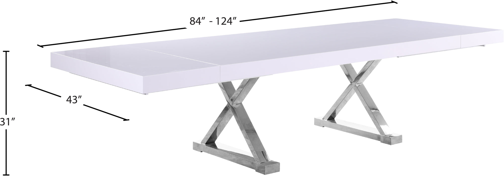 Excel White Lacquer Extendable Dining Table (3 Boxes) - Sterling House Interiors