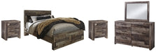 Derekson Queen Panel Storage Bed, Dresser, Mirror and 2 Nightstands