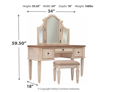 Realyn Vanity/Mirror/Stool (3/CN) - Sterling House Interiors