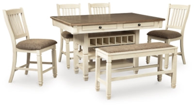 Bolanburg Counter Height Dining Table and 4 Barstools and Bench