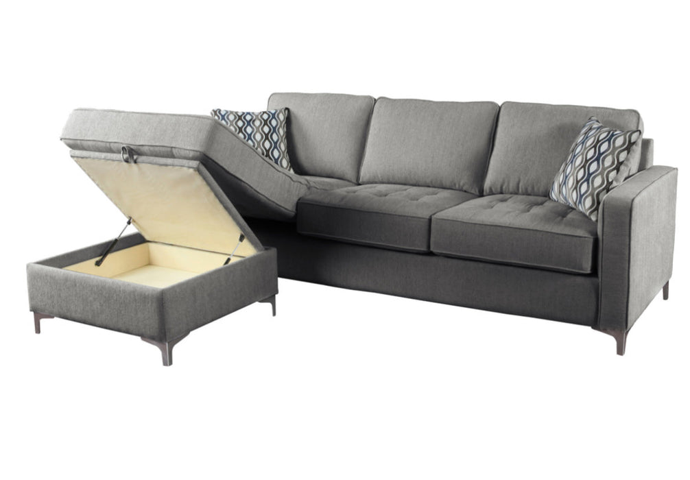 Houston Reversible Sectional with 2 Pillows and Storage Chaise