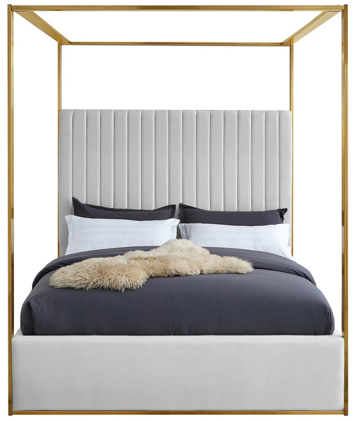 Jones White Faux Leather Bed - Sterling House Interiors