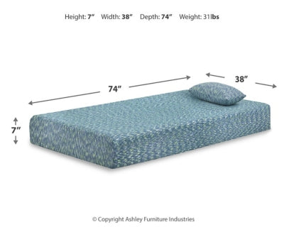 iKidz Blue Twin Mattress and Pillow