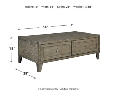 Chazney Lift Top Cocktail Table - Rustic Brown - Sterling House Interiors