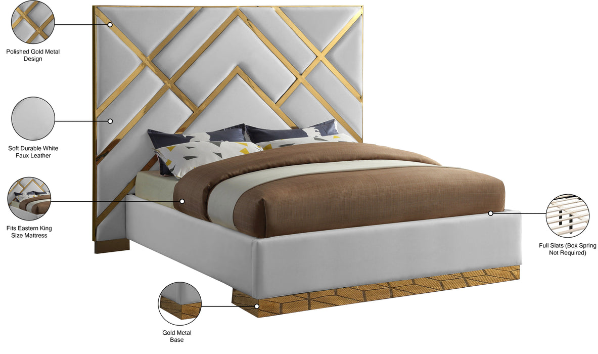 Vector White Faux Leather Bed - Sterling House Interiors