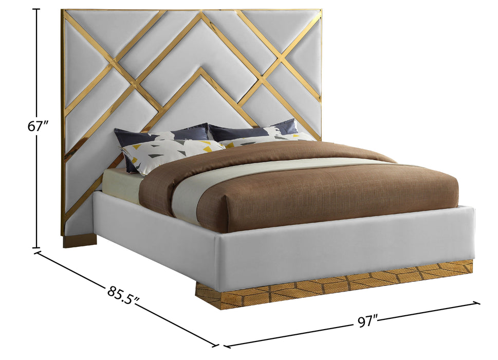 Vector White Faux Leather Bed - Sterling House Interiors