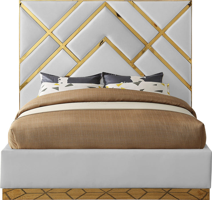 Vector White Faux Leather Bed - Sterling House Interiors