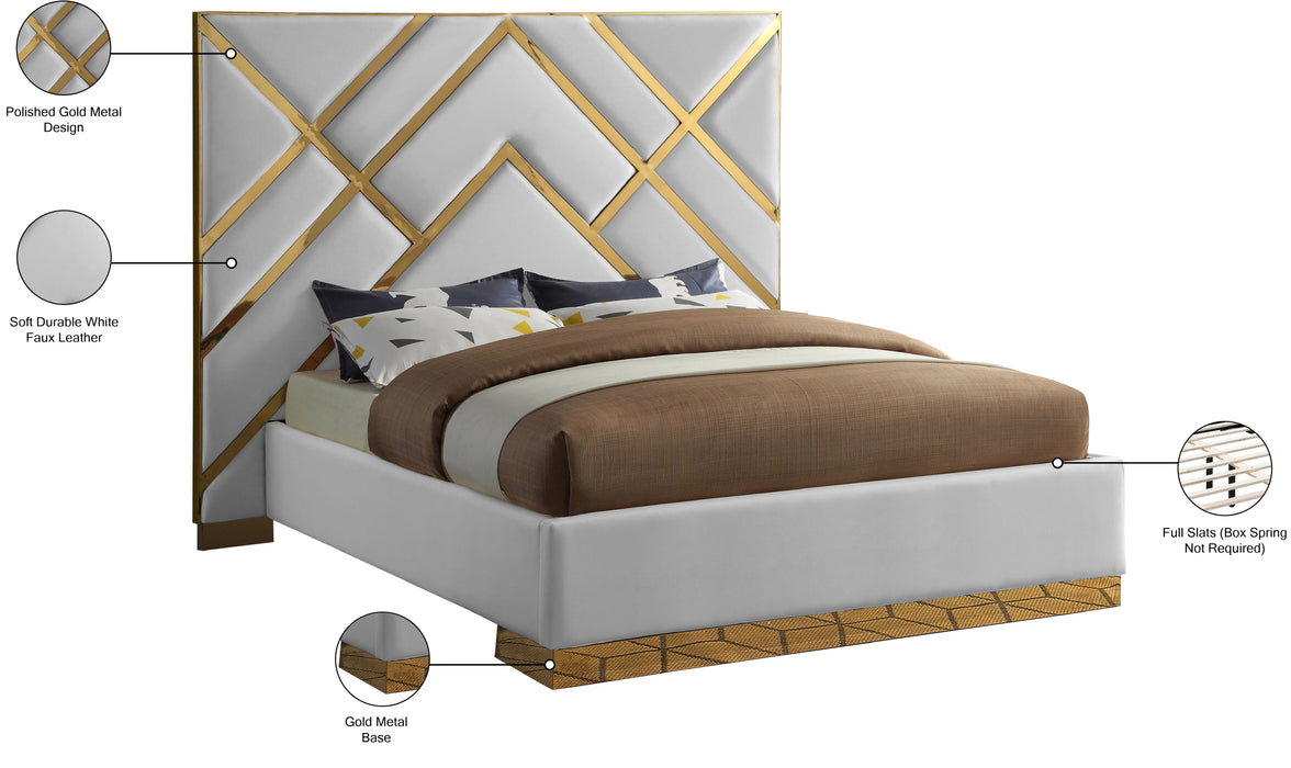 Vector White Faux Leather Bed - Sterling House Interiors