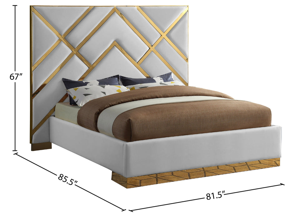 Vector White Faux Leather Bed - Sterling House Interiors