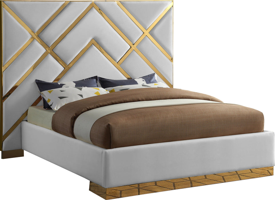 Vector White Faux Leather Bed - Sterling House Interiors