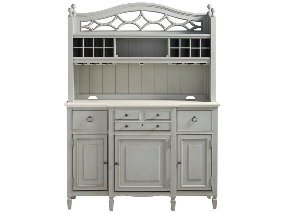 Summer Hill French Gray Summer Hill Serving Buffet with Bar Hutch Pearl Silver