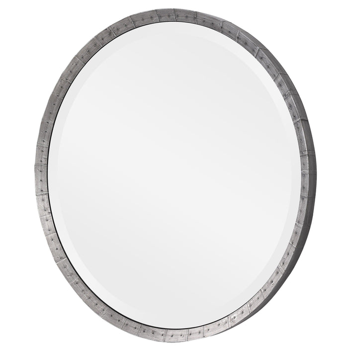 Bartow Industrial Round Mirror Pearl Silver