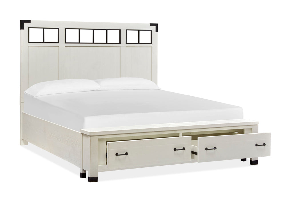 Harper Springs Complete Queen Panel Storage Bed With Metal / Wood Headboard