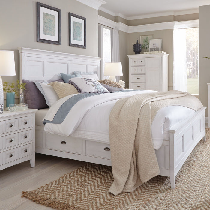 Heron Cove Complete King Panel Bed With Storage Rails