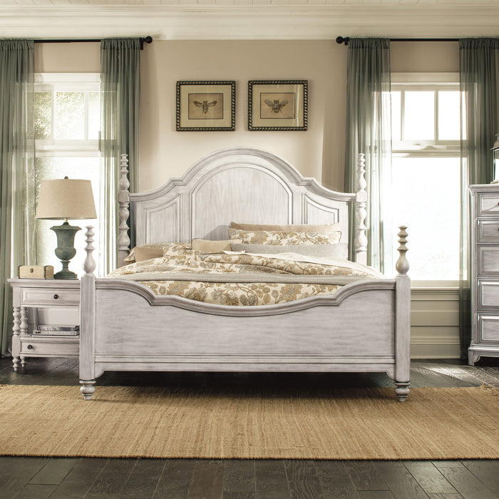 Windsor Lane King Poster Bed In Weathered Grey
