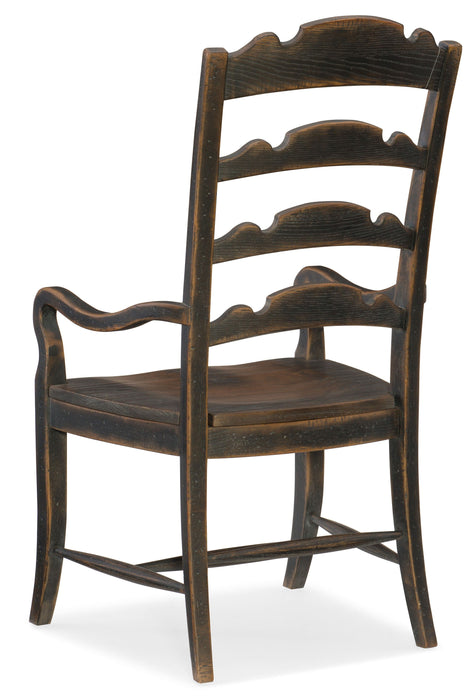 Hill Country Twin Sisters Ladderback Arm Chair Black